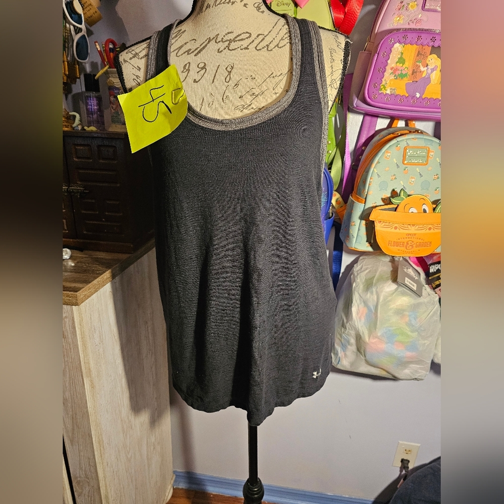 Black And Gray Under Armour Razor Back Tank Womens Size Medium